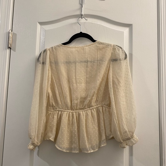 Light Beige Cropped Long Sleeve Shirt - Picture 3 of 4